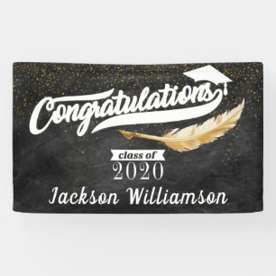 Banderoles Félicitations Grand Luxe Chalkboard noir et blanc
