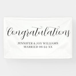 Banderoles Félicitations Mariage de script noir moderne