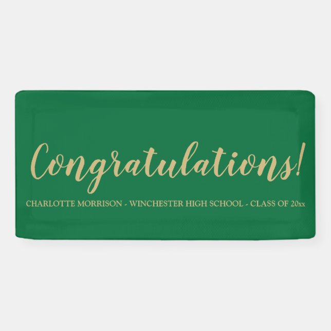 Banderoles Félicitations médaille d'or vert (Horizontal)
