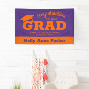 Banderoles Félicitations modernes Grad Orange sur Purple