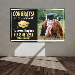 Banderoles Félicitations modernes ! Photo Gold 2025 Graduatio