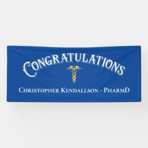 Banderoles Félicitations Pharmaciste Caduceus Gold Grad