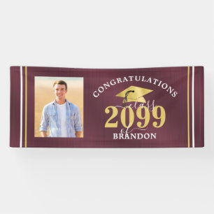 Banderoles Félicitations Photo Bourgogne Gold 2021 Graduation