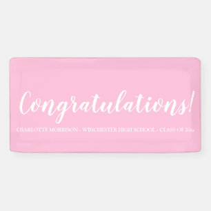 Banderoles Félicitations Pink - graduation de texte de script