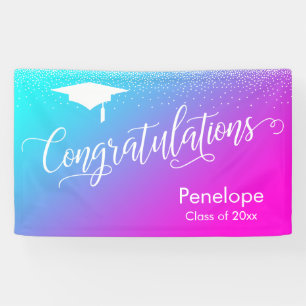 Banderoles Félicitations pour la graduation Aqua et Pink Ombr