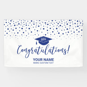 Banderoles Félicitations pour la remise des diplômes en bleu 