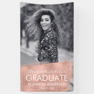 Banderoles Félicitations Rose Gold Photo Graduation