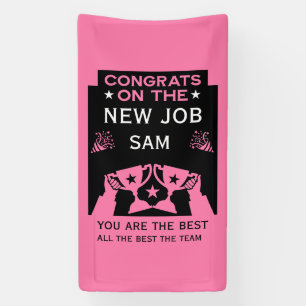 Banderoles Félicitations roses pour le nouvel emploi