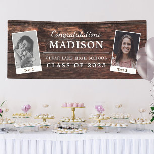 Banderoles Félicitations Rustic Wood Graduation 2 - Photo