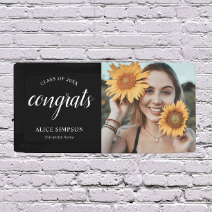 Banderoles Félicitations Script Photo Graduation