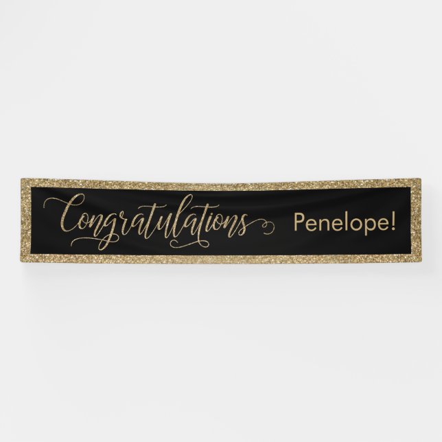 Banderoles Félicitations Typographie Parties scintillant or e (Horizontal)