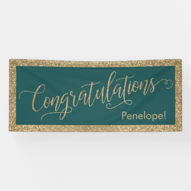 Banderoles Félicitations Typographie Parties scintillant Or e (Horizontal)