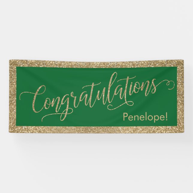 Banderoles Félicitations Typographie Parties scintillant Or e (Horizontal)