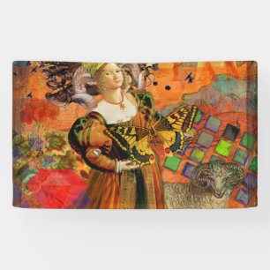 Banderoles Femme Bélier Orange : Collage d'art antique gothiq