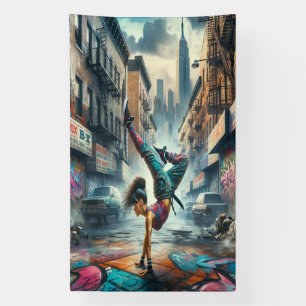 Banderoles Femmes en action de Breakdancer Silhouette de New 