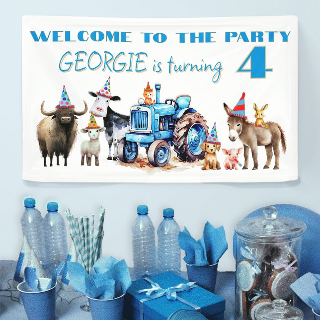Banderoles Ferme Anniversaire Tracteur fête animale Bienvenue (Créateur téléchargé)