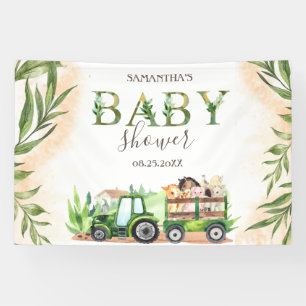 Banderoles Ferme d'animaux à l'aquarelle Tracteur Baby Shower