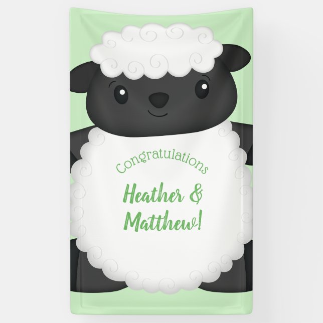 Banderoles Ferme de Baby showers à moutons (Vertical)