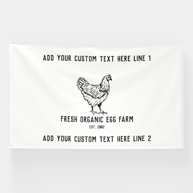 Banderoles Ferme d'oeufs bio Ferme de poulet rustique (Horizontal)