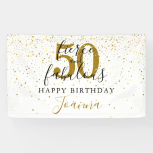 Banderoles Féroce et Fabuleux Joyeux Anniversaire Noir Et Or