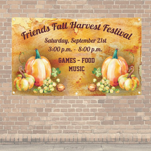 Banderoles Festival d'automne de Harvest (Fall Harvest Festival Banner - Advertise your fall themed event. Pumpkins and autumn colors )