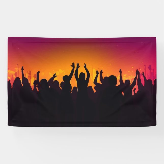 Banderoles Festival de musique concert foule silhouette perso (Horizontal)