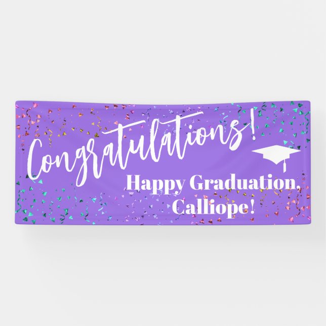 Banderoles Festive Fetti Félicitations Diplômé (Horizontal)