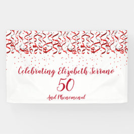Banderoles Festive Red Ribbon & Confetti 50e fête d'anniversa