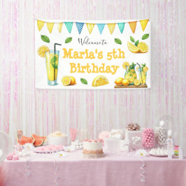 Banderoles Fête Anniversaire de enfant de citronnade aquarell