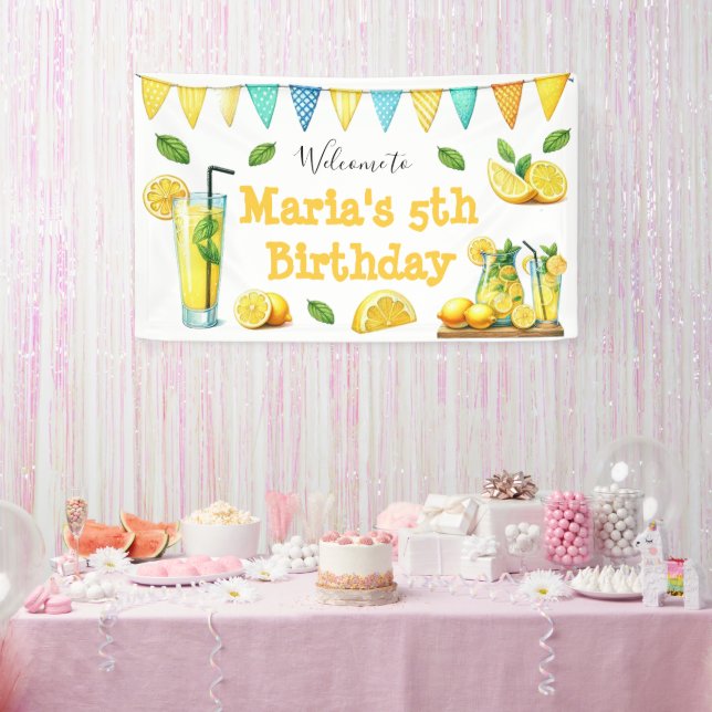 Banderoles Fête Anniversaire de enfant de citronnade aquarell (Fête)