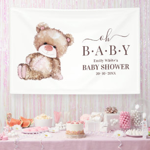 Banderoles Fête bébé ours en peluche, fille ours rose Fête bé