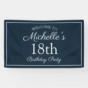 Banderoles Fête d'anniversaire 18 ans Bleu Nuit Blanc