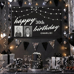 Banderoles Fête d'anniversaire 30 ans Photo Moderne Noir