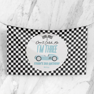 Banderoles Fête d'anniversaire 3 ans Voiture de course bleue