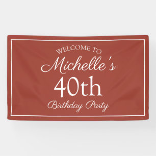 Banderoles Fête d'anniversaire 40 ans Rouge Orange Blanc