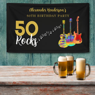 Banderoles Fête d'anniversaire 50 ans 50 Rocks Personnalisés