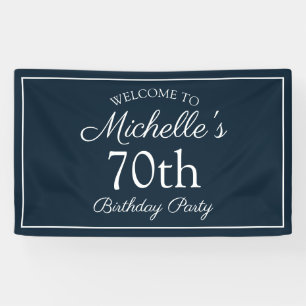 Banderoles Fête d'anniversaire 70 ans Bleu Nuit Blanc