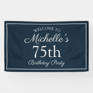 Banderoles Fête d'anniversaire 75 ans Bleu Marine Blanc