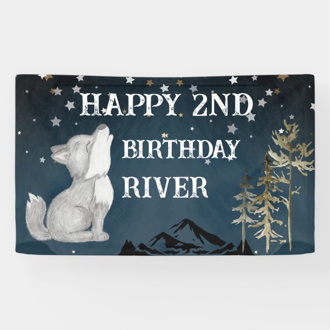 Banderoles Fête d'anniversaire à thème du petit loup (Horizontal)