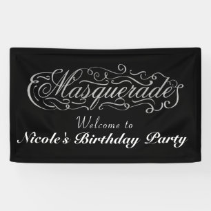 Banderoles Fête d'anniversaire argent et masque de toute coul