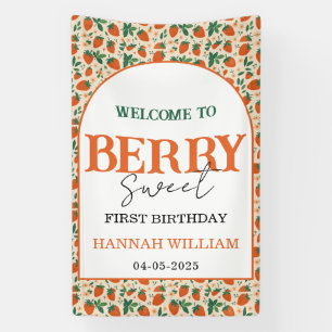 Banderoles Fête d'anniversaire Berry Sweet Strawberry 1 an