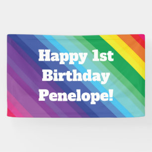 Banderoles Fête d'anniversaire colorée d'arc-en-ciel de mod
