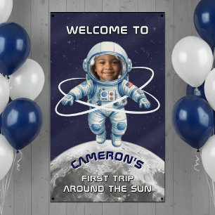 Banderoles Fête d'anniversaire d'astronaute 1er tour autour d