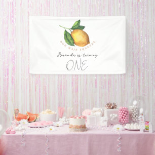 Banderoles Fête d'anniversaire de 1 an à l'aquarelle lemon
