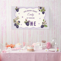 Fête d'anniversaire de 1 an aux mûres aquarelle