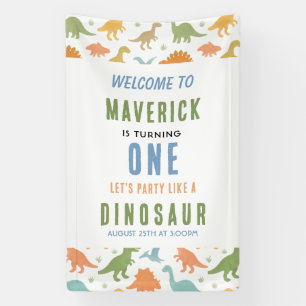 Banderoles Fête d'anniversaire de 1 an de dinosaure Préhist