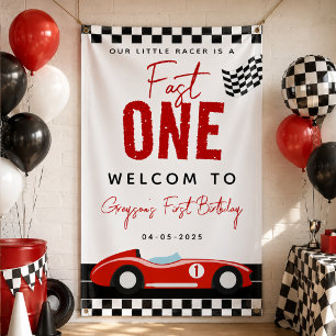 Banderoles Fête d'anniversaire de 1 an pour garçon avec voitu