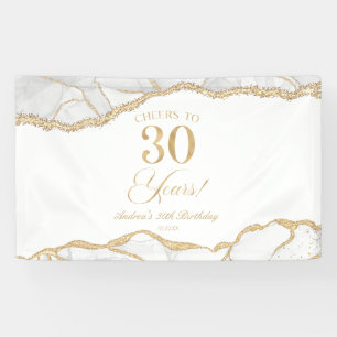 Banderoles Fête d'anniversaire de 30 ans en Agate Or Blanc Él