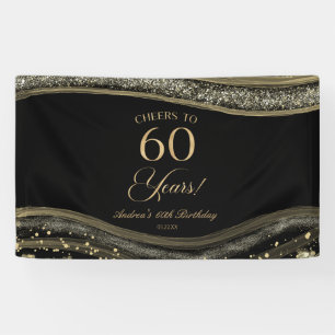 Banderoles Fête d'anniversaire de 60 ans élégante en agate no