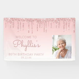 Banderoles Fête d'anniversaire de 80 ans avec photo personnal